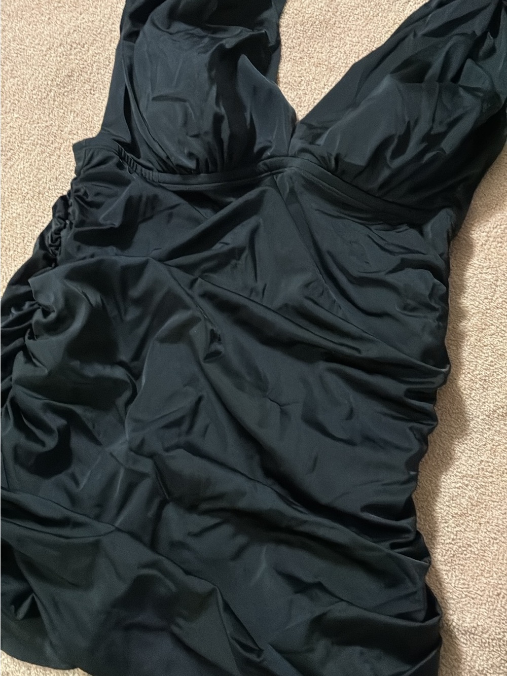 Swimsuits For All Black One-Piece Ruched Swimdress